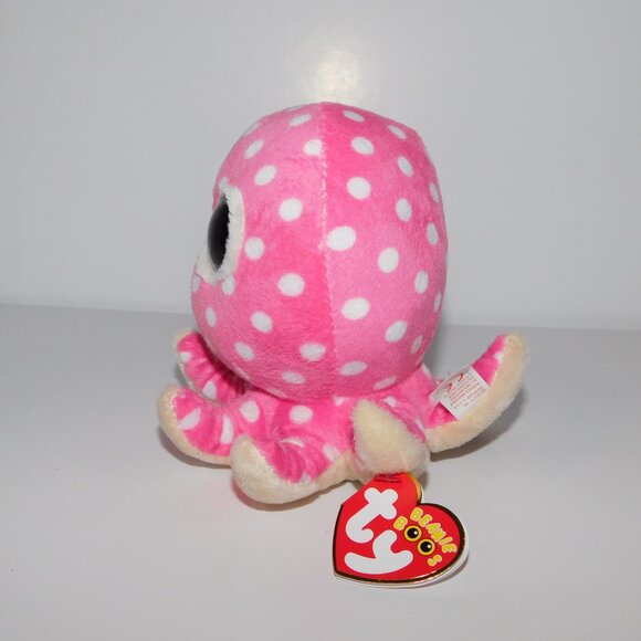 2013 Ty Beanie Boos 5" Pink White Sparkle Eyes Octopus plush Ollie New with Tag - Picture 3 of 6